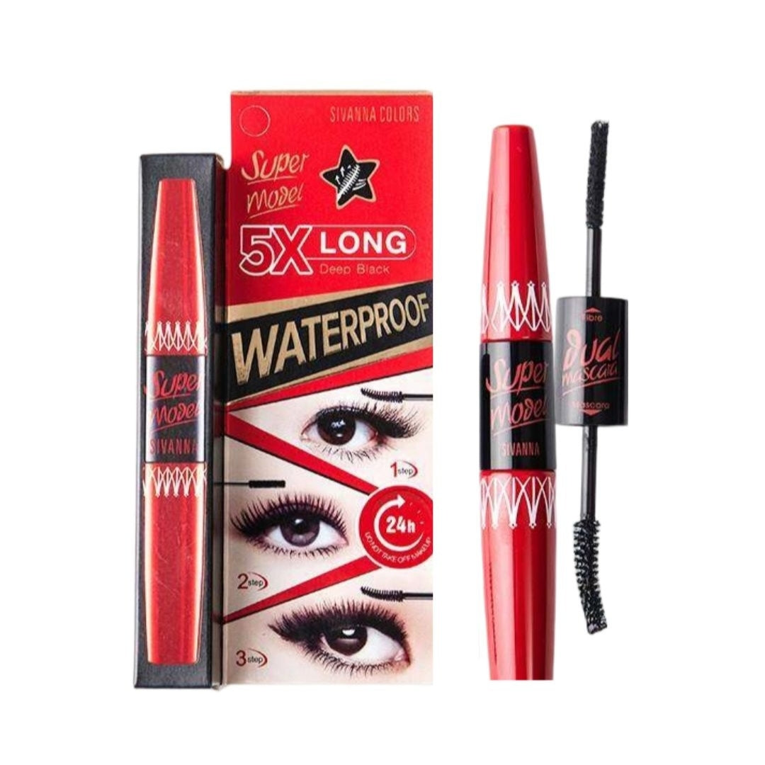 Sivanna Super Model 5x Long Waterproof Mascara (4.5g + 1.2g)