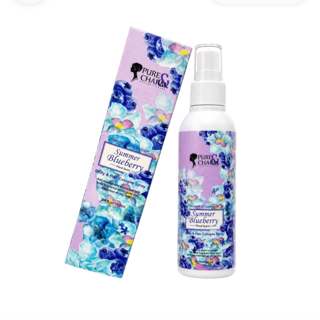 Pure Charm Natural Scent Body & Hair Cologne Spray Summer Blueberry 100ml