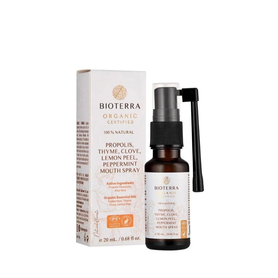 Bioterra Organic Propolis Thyme, Clove, Lemon Peel Peppermint Mouth Spray 20ml
