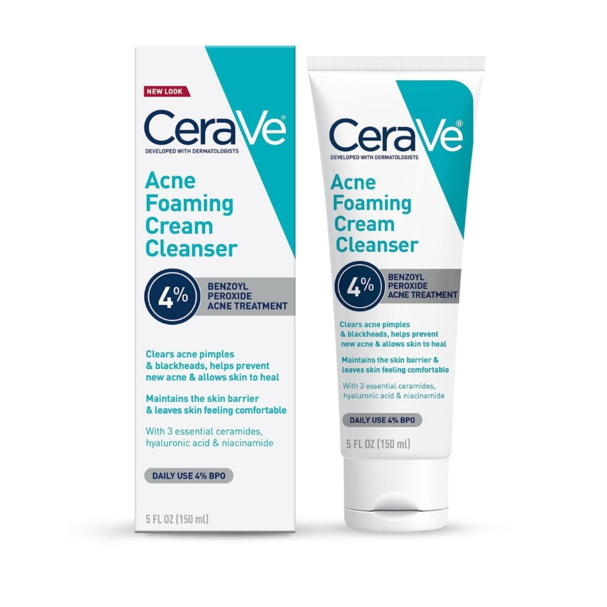 Cerave Acne Foaming Cream Cleanser 4% Benzoyl Peroxide Acne Treament 150ml