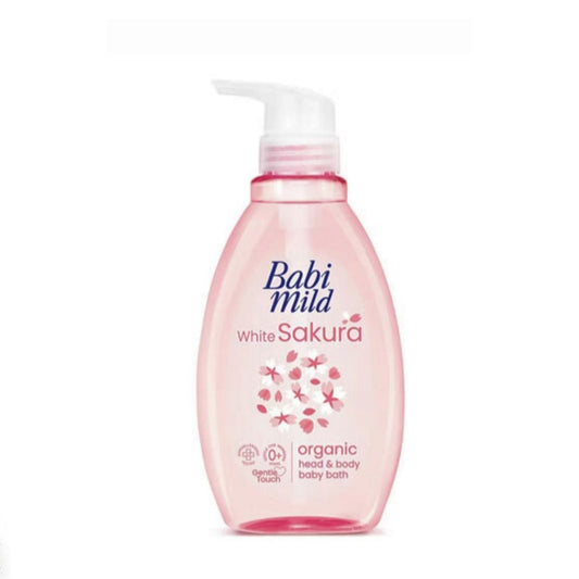 Babi Mild Organic Head & Body Baby Bath White Sakura 380ml.