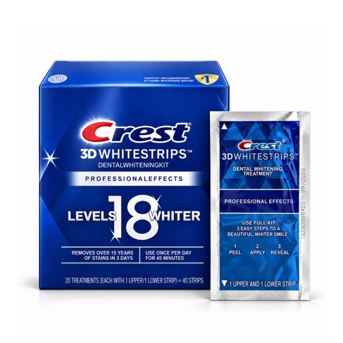 Crest 3d White Strips Dental Whitening Kit 18 Levels Whiter 40 Strips