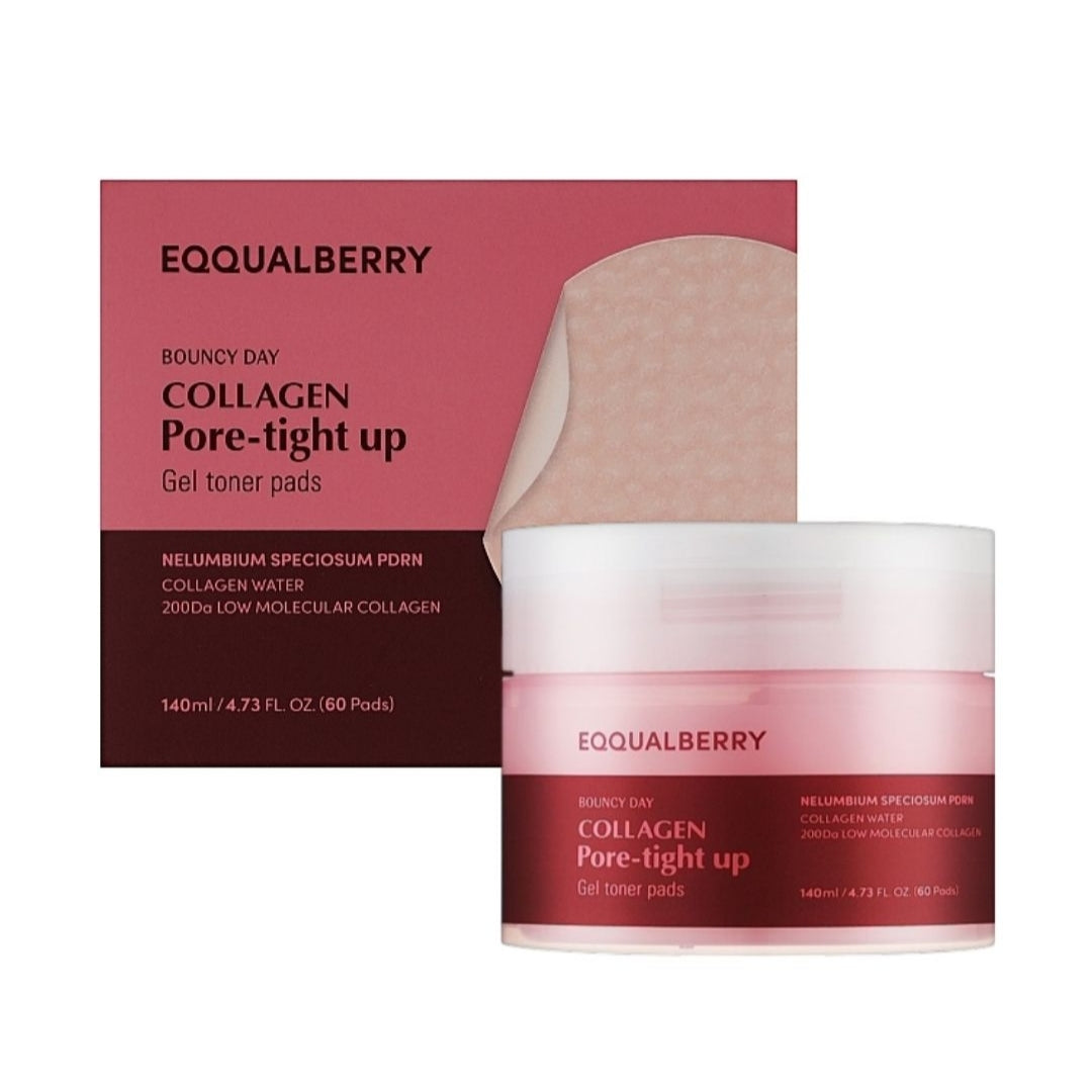 Eqqual Berry Bouncy Day Collagen Pore-tight Up Gel Toner Pads 140ml 60pads