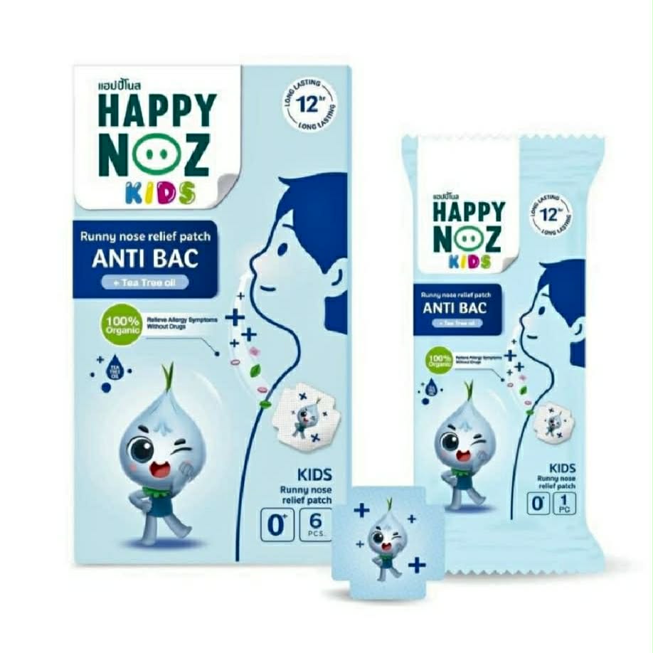 Happy Noz Organic Onion Sticker Blue Formula With Tea Tree Oil 6pcs