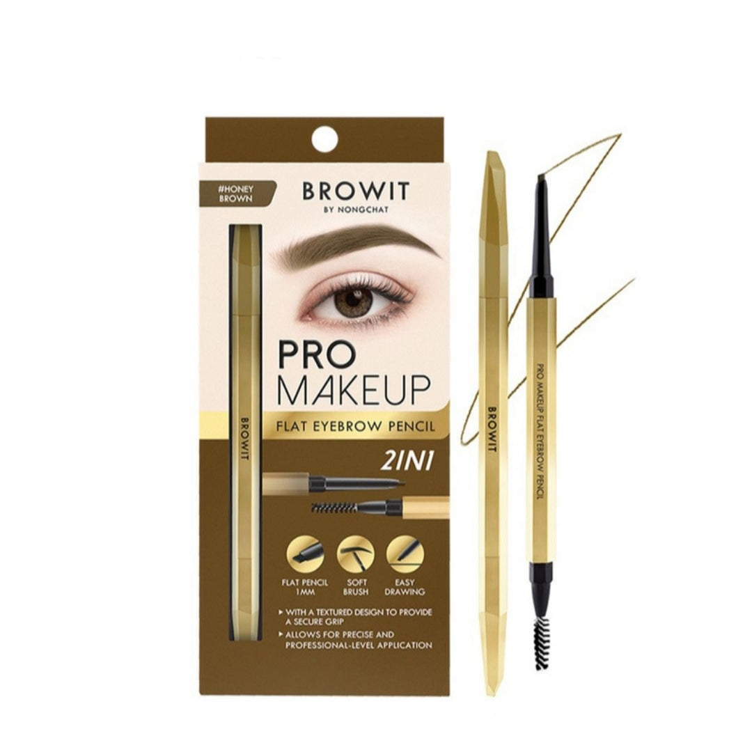 Browit Pro Makeup Flat Eyebrow Pencil 2 In 1 Sandstone Brown