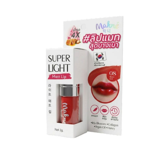 Makne Super Light Matt Lip (08) Rose Red 2g