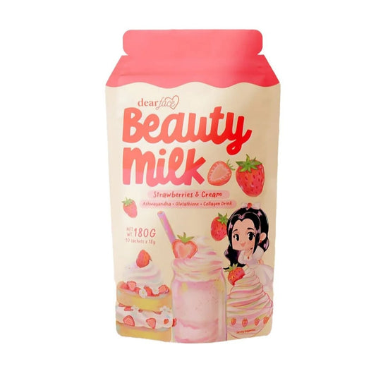 Dear Face Beauty Milk Stawberry & Cream Drink (10sachets X 18g)
